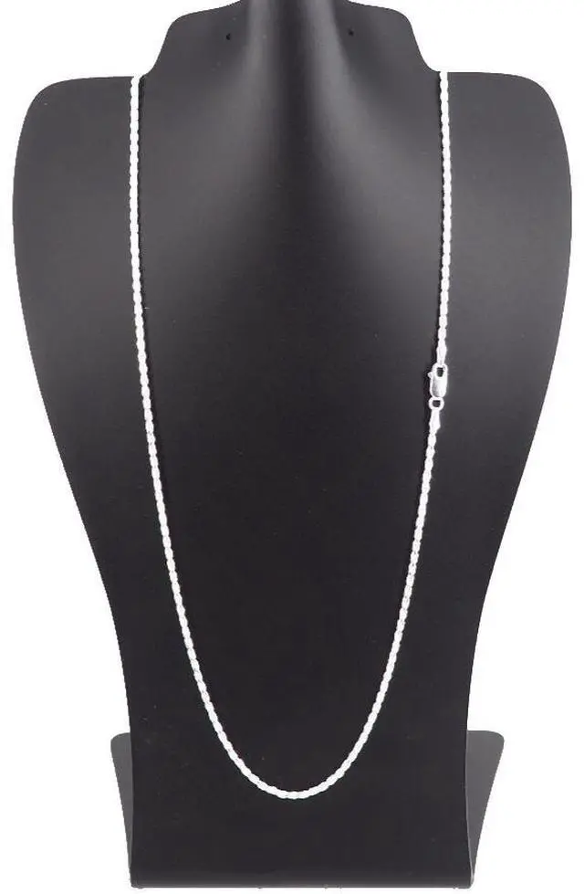Alt view image 2 of 7 - Solid 925 Sterling Silver 24" Diamond Cut Rope Chain Necklace  2MM, Made in Italy, for Women & Men