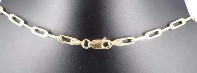 Alt view image 3 of 7 - Solid 925 Sterling Silver 14K Gold plated Paperclip Necklace 3mm Wide, 20 Inch Long Paper Clip Chain Italy