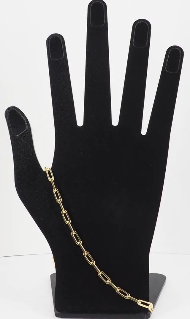 Alt view image 4 of 7 - Solid 925 Sterling Silver 14K Gold plated Paper Clip Bracelet 4mm Width, 7 Inch Paperclip Chain Italy