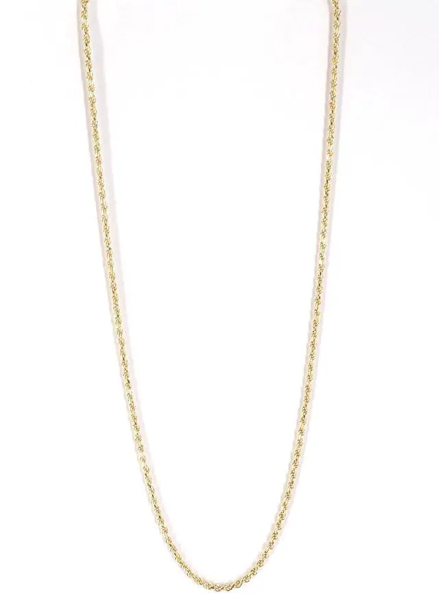 Alt view image 5 of 7 - Solid 925 Sterling Silver 14K Gold Plated 22" 2.5MM Diamond Cut Rope Chain Necklace Italy for Men & Women stamped 0.925