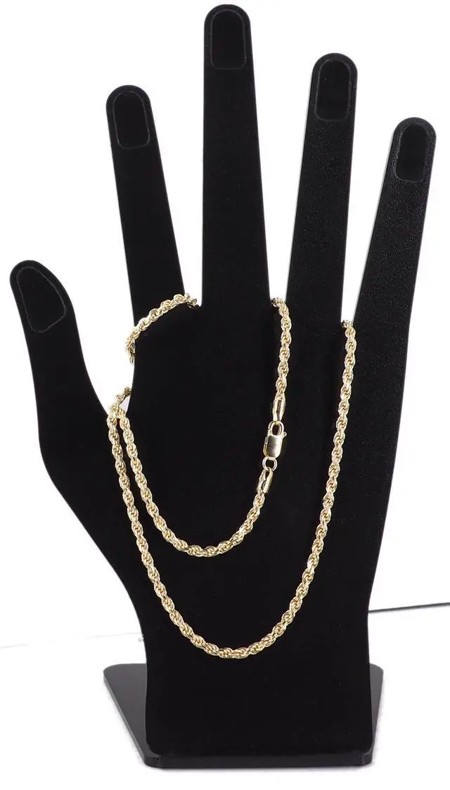 Alt view image 3 of 7 - Solid 925 Sterling Silver 14K Gold Plated 22" 2.5MM Diamond Cut Rope Chain Necklace Italy for Men & Women stamped 0.925