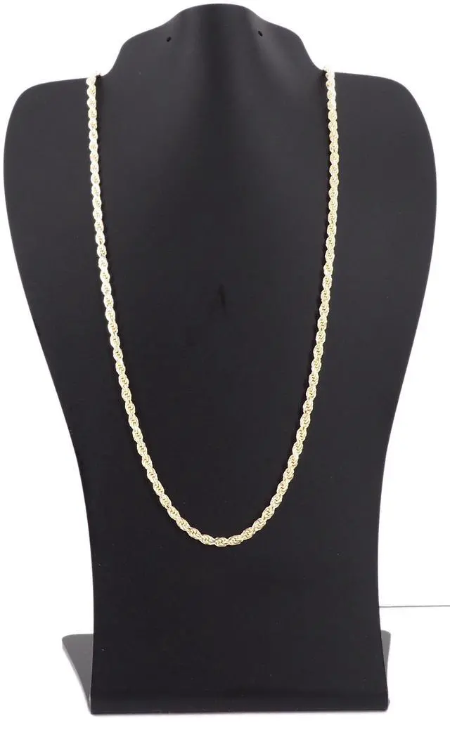 Alt view image 2 of 7 - Solid 925 Sterling Silver 14K Gold Plated 22" 2.5MM Diamond Cut Rope Chain Necklace Italy for Men & Women stamped 0.925