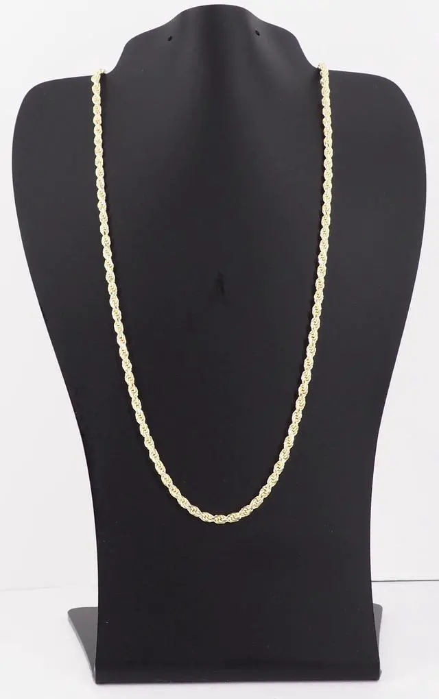 Alt view image 6 of 7 - Solid 925 Sterling Silver 14K Gold Plated 22" 2.5MM Diamond Cut Rope Chain Necklace Italy for Men & Women stamped 0.925