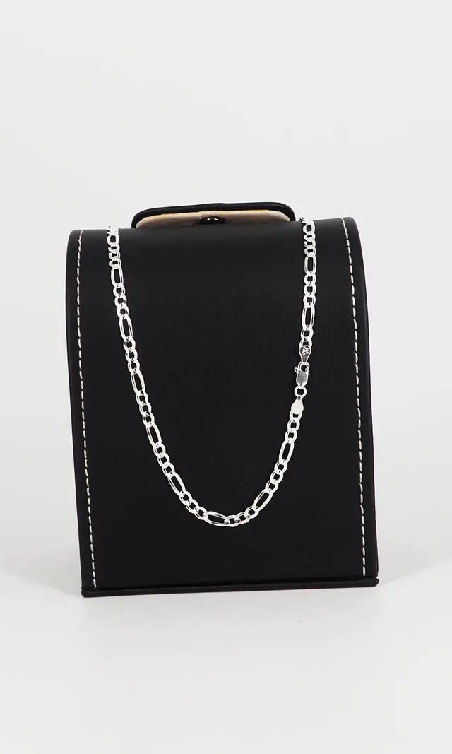 Alt view image 6 of 7 - Solid 925 Sterling Silver Italian 5mm Flat 24 Figaro Link Chain Necklace for Women Men Made in Italy FIG120-24