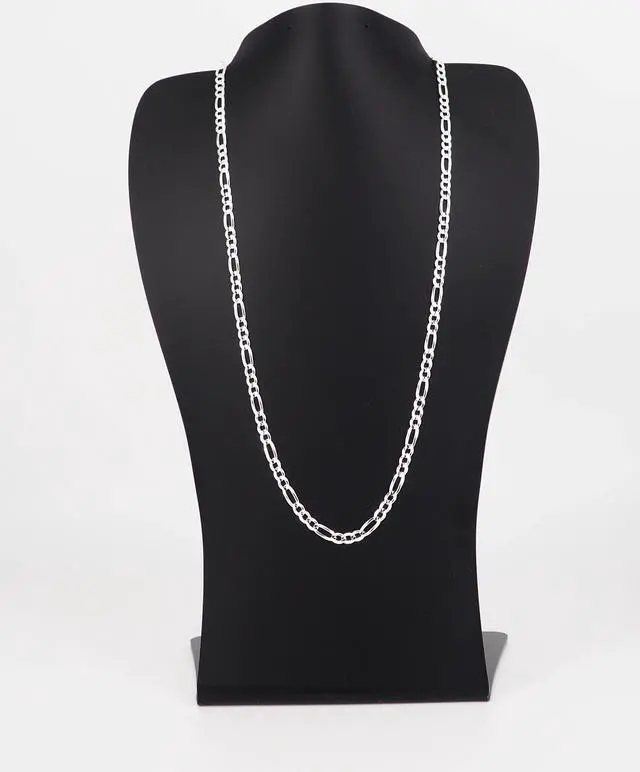 Alt view image 3 of 7 - Solid 925 Sterling Silver Italian 5mm22"  Flat Figaro Link Chain Necklace Unisex, All ages