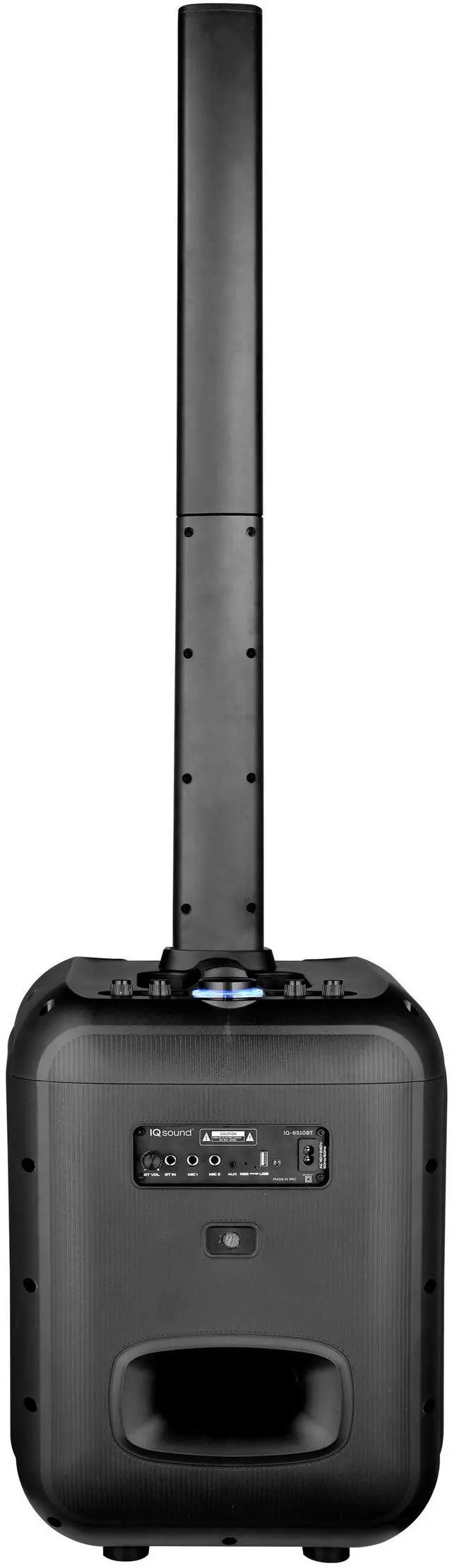 Alt view image 4 of 5 - IQ Sound IQ-8510BT Portable 10-Inch PA Speaker System with Column Array, 160W RMS, Bluetooth, LED Lights, TWS, FM, USB, AUX, Mic/Guitar Inputs