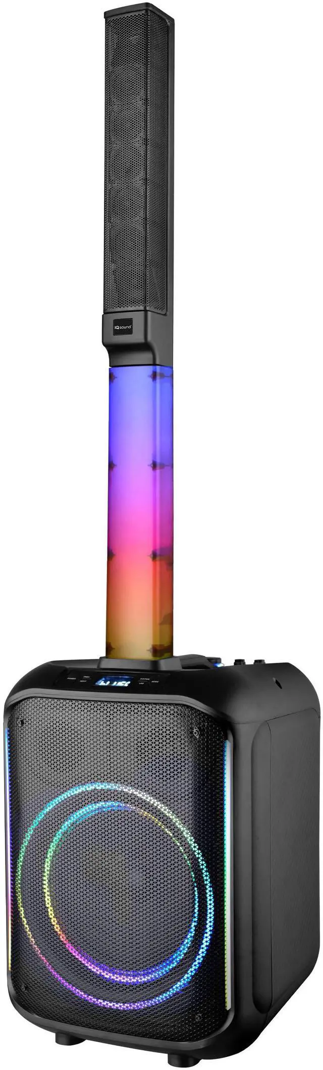 Alt view image 5 of 5 - IQ Sound IQ-8510BT Portable 10-Inch PA Speaker System with Column Array, 160W RMS, Bluetooth, LED Lights, TWS, FM, USB, AUX, Mic/Guitar Inputs