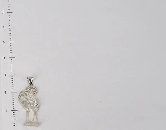 Alt view image 4 of 7 - 925 Sterling Silver Saint Jude (San Judas) Diamond Cut Charm Pendant Necklace, Large, Unisex, All Ages, Italy, MST