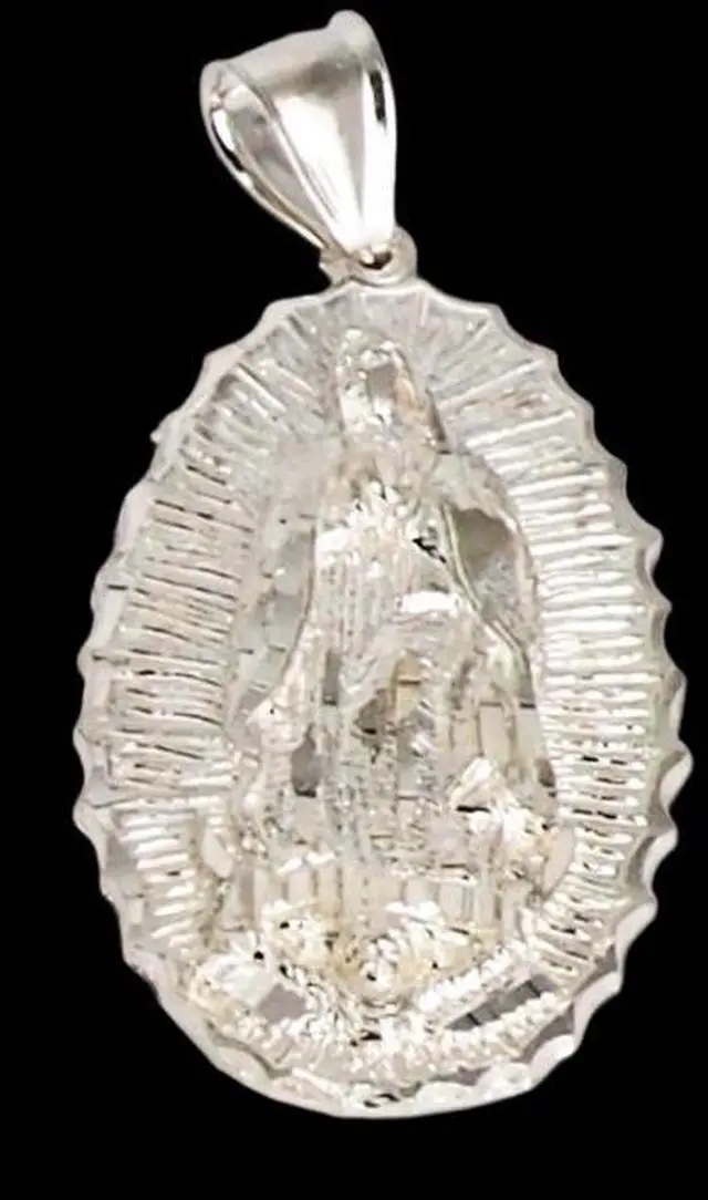 Alt view image 3 of 7 - 925 Sterling Silver Our Lady of Guadalupe Virgin Mary Medallion Pendant Necklace, Italy, Unisex, All ages