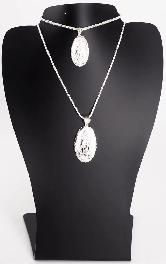 Alt view image 2 of 7 - 925 Sterling Silver Our Lady of Guadalupe Virgin Mary Medallion Pendant Necklace, Italy, Unisex, All ages