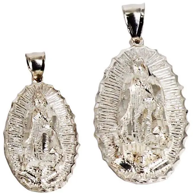 Alt view image 6 of 7 - 925 Sterling Silver Our Lady of Guadalupe Virgin Mary Medallion Pendant Necklace, Italy, Unisex, All ages