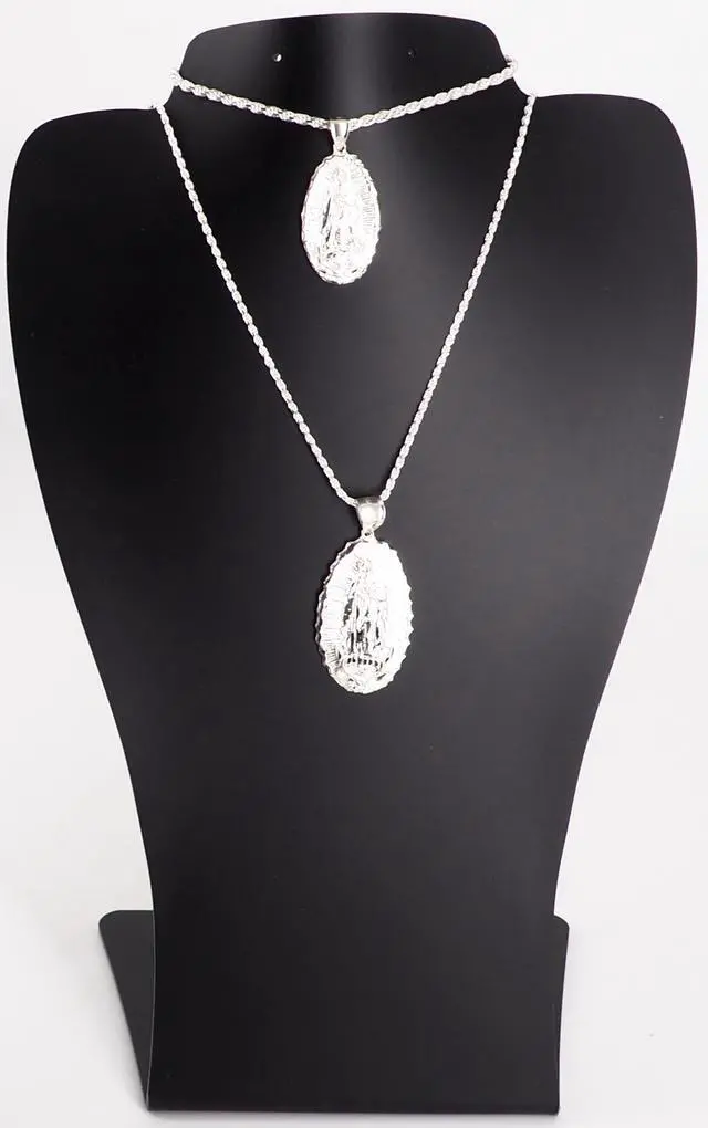 Alt view image 5 of 7 - 925 Sterling Silver Our Lady of Guadalupe Virgin Mary Medallion Pendant Necklace, Italy, Unisex, All ages