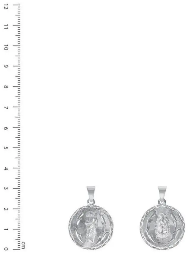 Alt view image 3 of 7 - MST 925 Sterling Silver Virgin Mary & San Judas Double-Sided Diamond Cut Round Pendant, Unisex, Medium