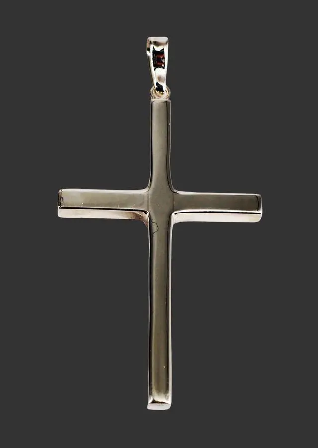 Alt view image 5 of 7 - MST Sterling Silver 925 Flat Cross Pendant Necklace, Unisex, All Ages, 4g, 50mm, Hypoallergenic