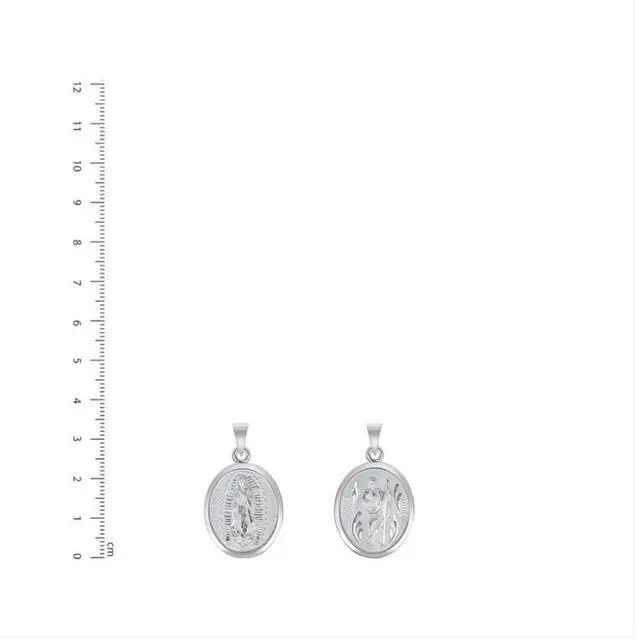 Alt view image 2 of 7 - MST Sterling Silver 925 San Judas & Virgin Mary Two-Sided Oval Pendant, Medium, Unisex, All Ages