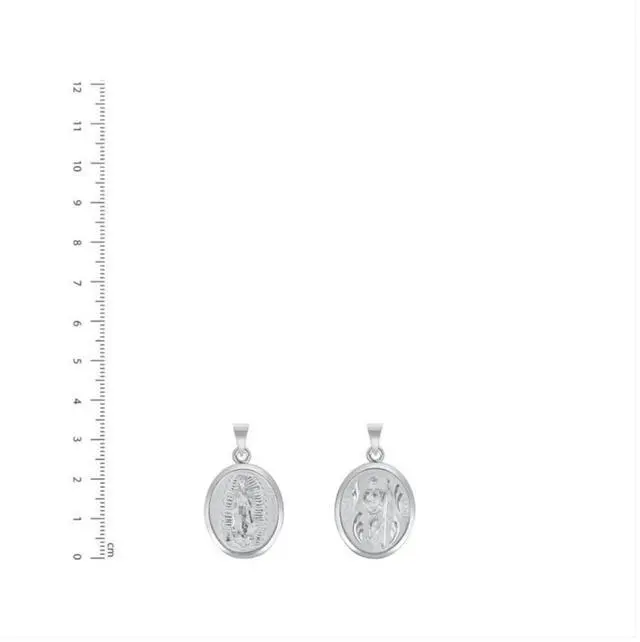 Alt view image 4 of 7 - MST Sterling Silver 925 San Judas & Virgin Mary Two-Sided Oval Pendant, Small, Unisex, All Ages