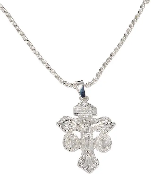 Alt view image 2 of 7 - MST 925 Sterling Silver Pardon Crucifix Cross Pendant Necklace Unisex, All Ages, Small, Hypoallergenic