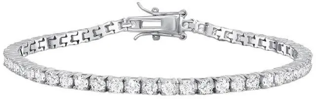 Main image of Solid 925 Sterling Silver 7.5 Inch Tennis Bracelet 3mm Cubic Zirconia Rhodium Plated for Women BB0603-7.5