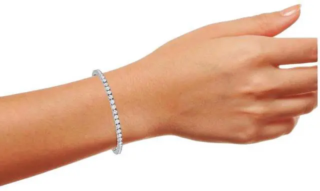 Alt view image 4 of 5 - Solid 925 Sterling Silver 7.5 Inch Tennis Bracelet 3mm Cubic Zirconia Rhodium Plated for Women BB0603-7.5