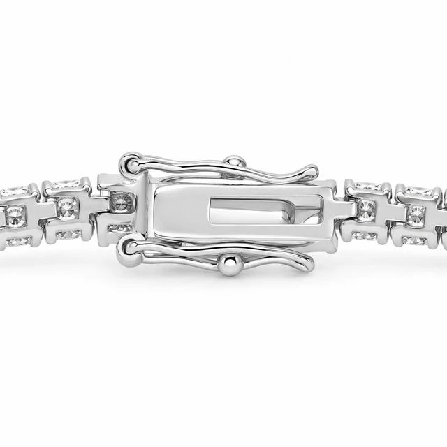 Alt view image 6 of 7 - Solid 925 Sterling Silver 6.5 Tennis Bracelet 4mm Clear Cubic Zirconia Rhodium Plated for Women, Italy