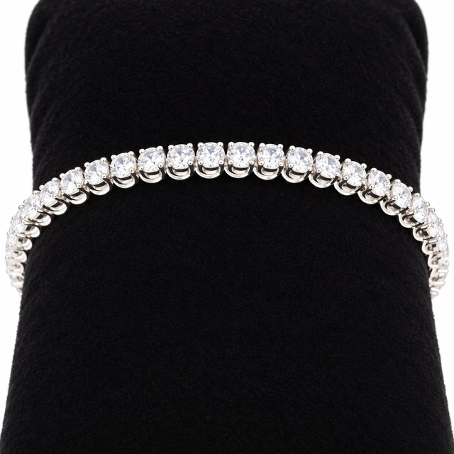 Alt view image 5 of 7 - Solid 925 Sterling Silver 6.5 Tennis Bracelet 4mm Clear Cubic Zirconia Rhodium Plated for Women, Italy