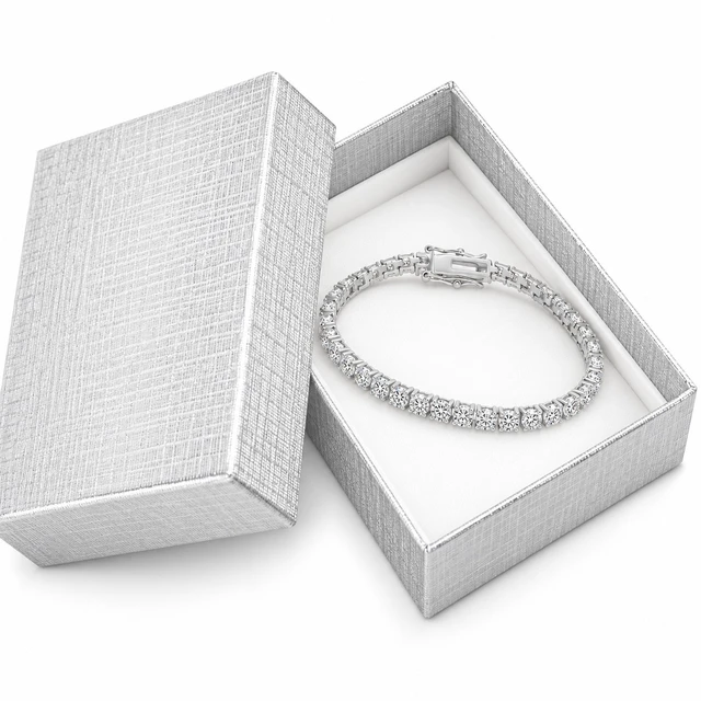 Alt view image 7 of 7 - Solid 925 Sterling Silver 7.5 Inch Tennis Bracelet 4mm Clear Cubic Zirconia Rhodium Plated for Women BB2471-7.5