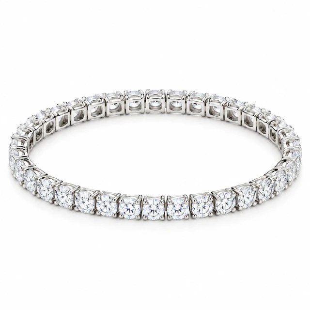 Main image of Solid 925 Sterling Silver 6.5 Tennis Bracelet 3mm Cubic Zirconia Rhodium Plated for Women Italy