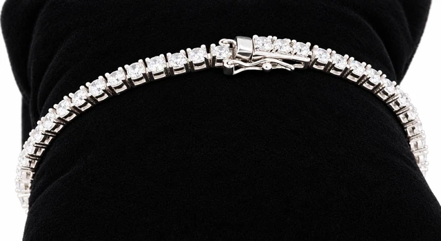 Alt view image 5 of 7 - Solid 925 Sterling Silver 6.5 Tennis Bracelet 3mm Cubic Zirconia Rhodium Plated for Women Italy
