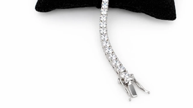 Alt view image 6 of 7 - Solid 925 Sterling Silver 7 Tennis Bracelet 3mm Cubic Zirconia Rhodium Plated for Women Italy