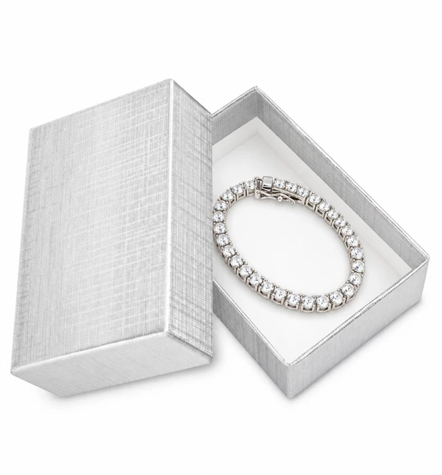 Alt view image 7 of 7 - Solid 925 Sterling Silver 7 Tennis Bracelet 3mm Cubic Zirconia Rhodium Plated for Women Italy