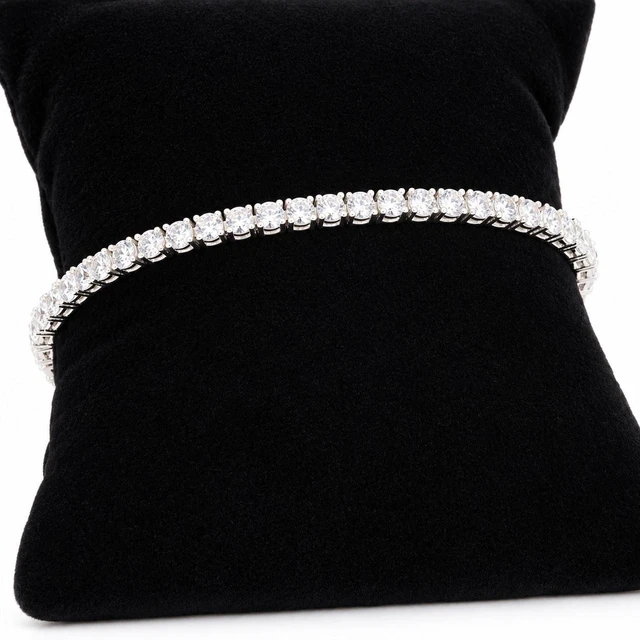 Alt view image 3 of 7 - Solid 925 Sterling Silver 7 Tennis Bracelet 3mm Cubic Zirconia Rhodium Plated for Women Italy
