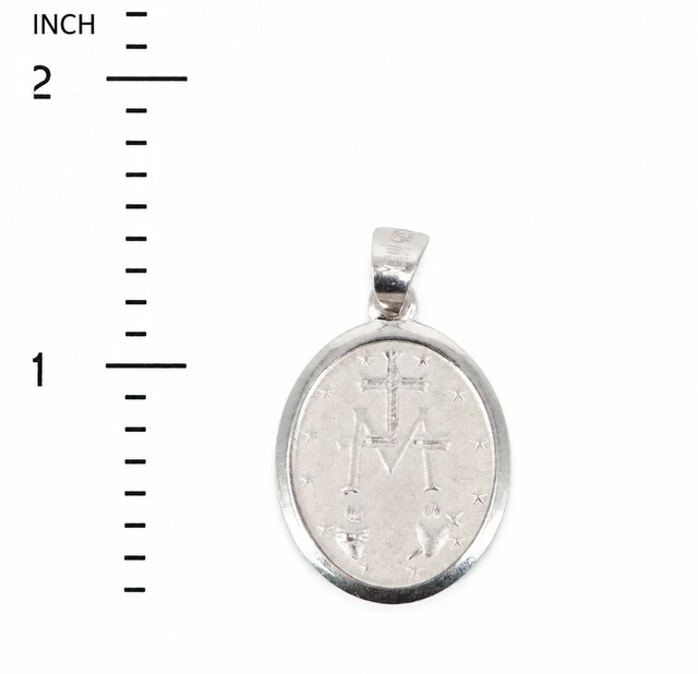 Alt view image 6 of 7 - MST 925 Sterling Silver Virgin Mary Miraculous Medal Pendant, Two-Sided Oval, Large 34 mm, Unisex
