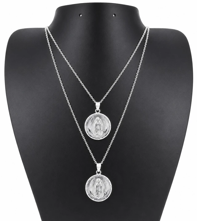 Alt view image 5 of 7 - MST 925 Sterling Silver Virgin Mary Virgen de Guadalupe San Judas Saint Jude Double Sided Pendant Large, Unisex, All Ages