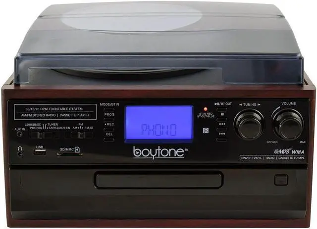 Main image of Boytone BT-22C, Bluetooth IN & OUT Record Player Turntable, AM/FM, Cassette, CD Player, Built in speaker, Ability to con