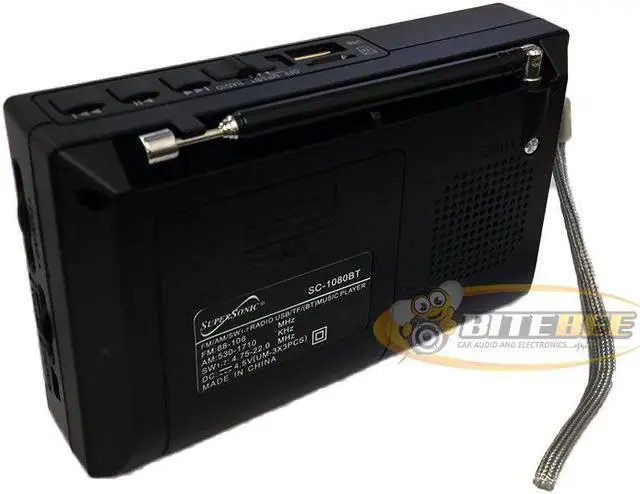 Alt view image 3 of 18 - Supersonic SC-1080BT- BLK 9-Band Rechargeable Bluetooth Radio with USB/SD Card Input (Black)