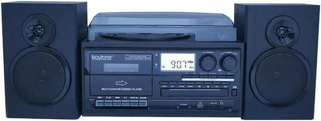 Alt view image 6 of 9 - Boytone BT-28SPB, Bluetooth Classic Style Record Player Turntable with AM/FM Radio, Cassette Player, CD Player, 2 Separa