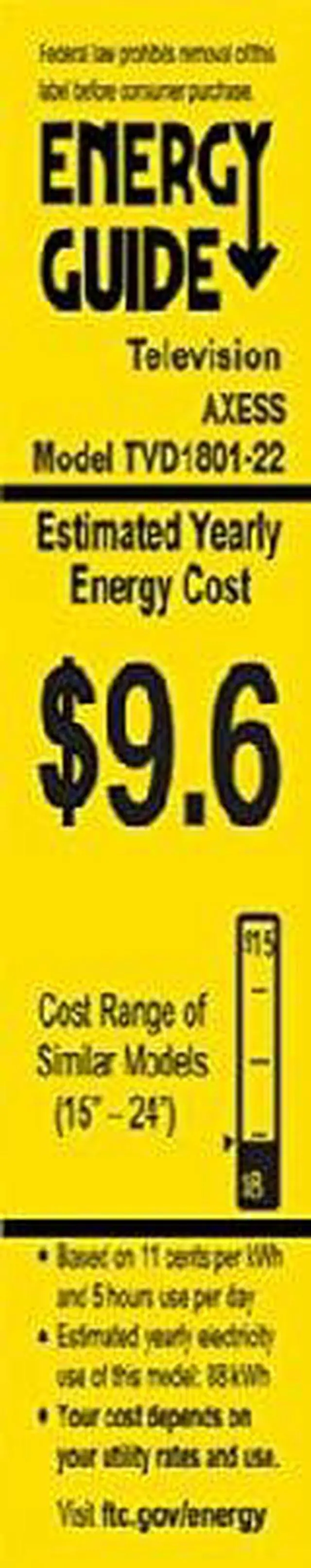 Alt view image 3 of 3 - Axess 22-Inch 1080p Digital LED Full HDTV, Includes AC/DC TV, DVD Player, HDMI/SD/USB Inputs, TVD1801-22