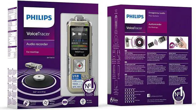 Alt view image 4 of 4 - PHILIPS DVT8010 Voice Tracer Audio Recorder Remote Control Gold