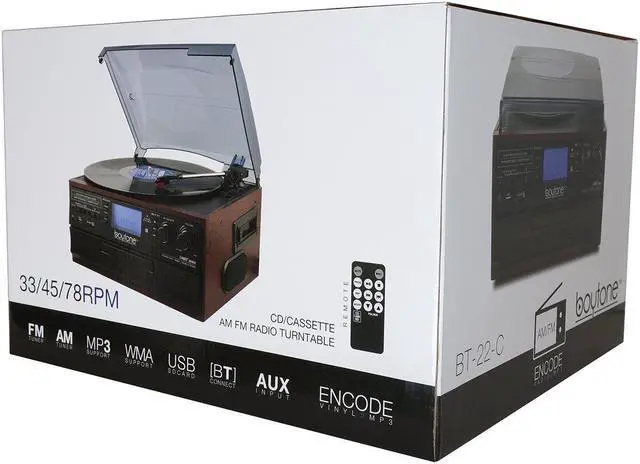 Alt view image 7 of 7 - Boytone BT-22C, Bluetooth IN & OUT Record Player Turntable, AM/FM, Cassette, CD Player, Built in speaker, Ability to con