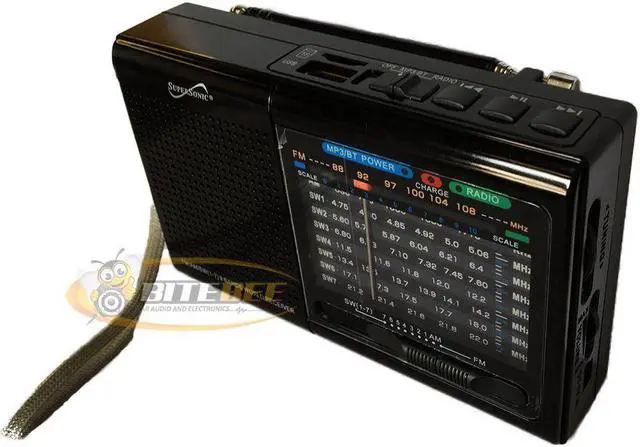 Alt view image 11 of 18 - Supersonic SC-1080BT- BLK 9-Band Rechargeable Bluetooth Radio with USB/SD Card Input (Black)