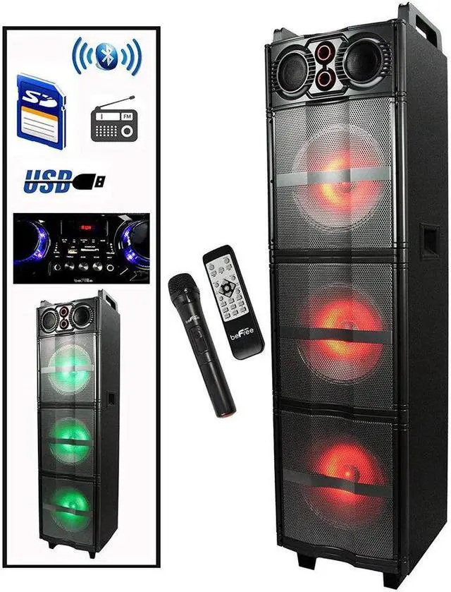 Alt view image 6 of 15 - beFree Sound Triple 10 Inch Portable Bluetooth Subwoofer Speaker with Party Lights