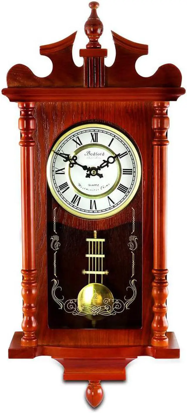 Alt view image 4 of 7 - Bedford Clock Collection Redwood Mantel Clock with Chimes