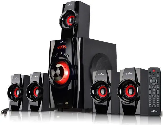 Alt view image 8 of 16 - Befree Sound BFS-410 5.1 Channel Surround Sound Bluetooth Speaker System, Red