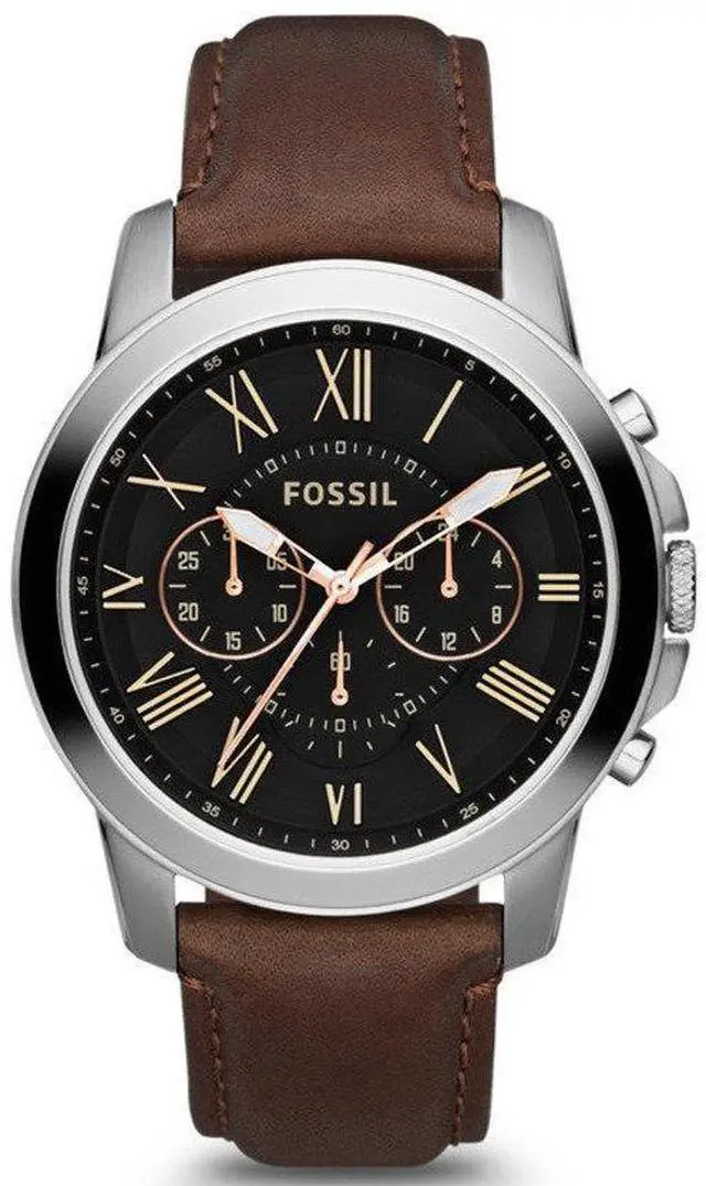 Alt view image 17 of 17 - Fossil Grant Chronograph Black Dial Brown Leather Mens Watch FS4813