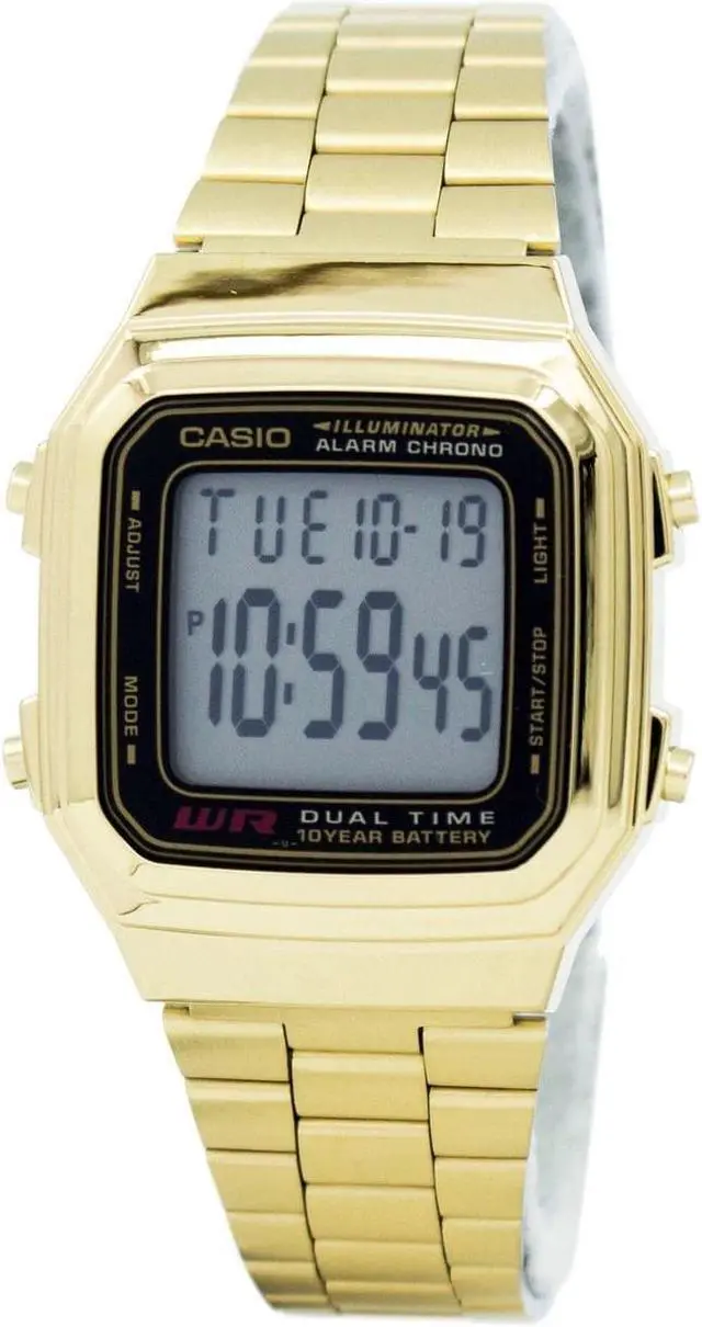 Alt view image 6 of 9 - Men's Casio Digital Classic Gold Tone Steel Watch A178WGA-1AD A178WGA-1A