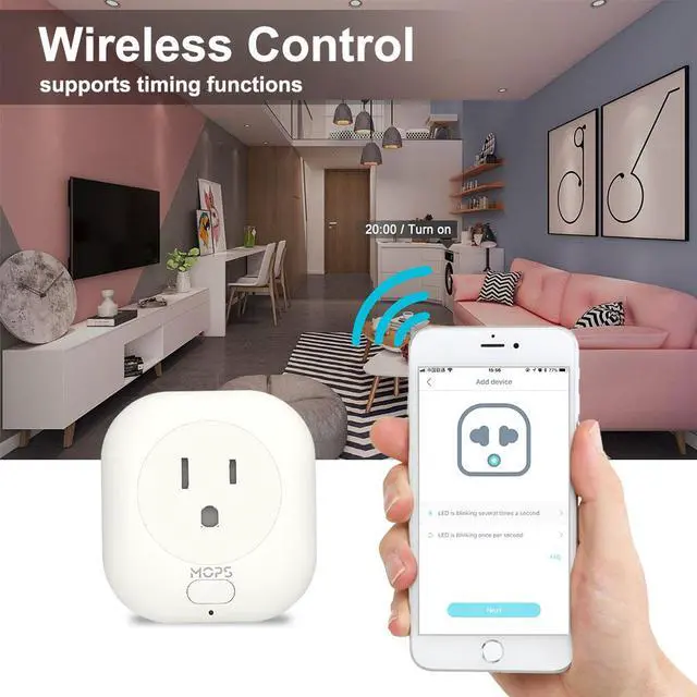 Alt view image 2 of 5 - MOPS WiFi Smart Plug Mini Socket Smart Switch Remote Control Outlet with Timing Function 10A Max