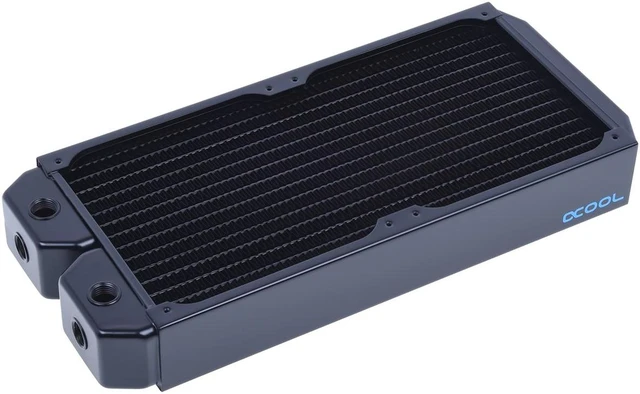 Main image of Alphacool NexXxos XT45 Full Copper Radiator 280, 140mm x 2, Dual Fan, Black