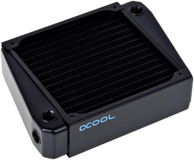 Alt view image 7 of 19 - Alphacool NexXxos XT45 Full Copper X-Flow Radiator 140, 140mm x 1, Single Fan, Black