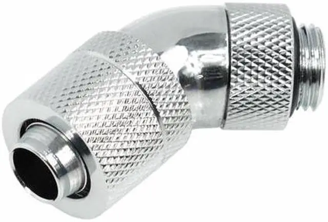 Alt view image 2 of 8 - Alphacool G1/4 3/8"ID x 1/2"OD (13/10) 45Â° Revolvable Compression Fitting - Chrome (17151)