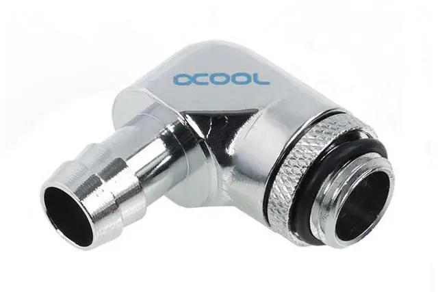 Alt view image 3 of 5 - Alphacool G1/4" to 10mm (3/8") Barb Fitting for Soft Tubing, 90 Degree Rotary, Chrome
